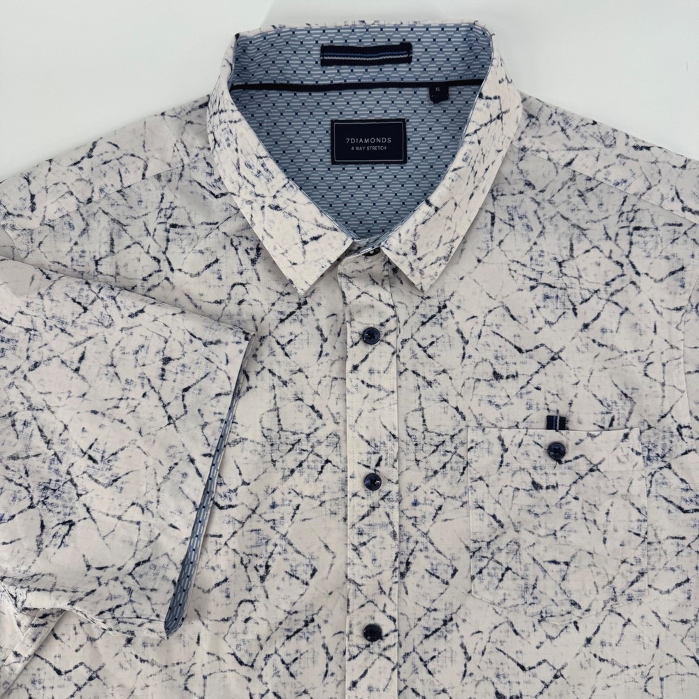 7 Diamonds Men's XL‎ 4-Way Stretch Timeless Melody Woven Short Sleeve Shir